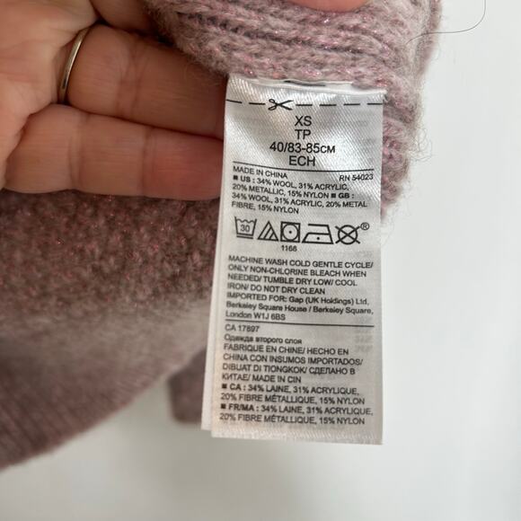 Banana Republic Filpucci women’s sweater pink metallic wool blend long sleeve XS - Picture 4 of 6
